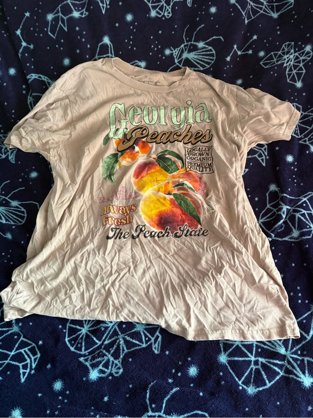 Freeze Light Beige Graphic Tee with Black Print